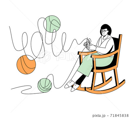 Grandmother knitting - modern flat design style illustration 71845838