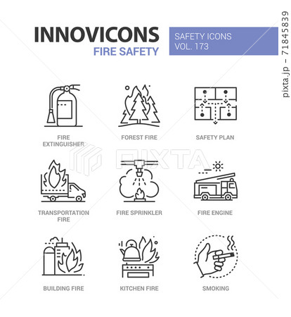 Fire safety - modern line design style icons set Fire safety - modern line design style icons set 71845839