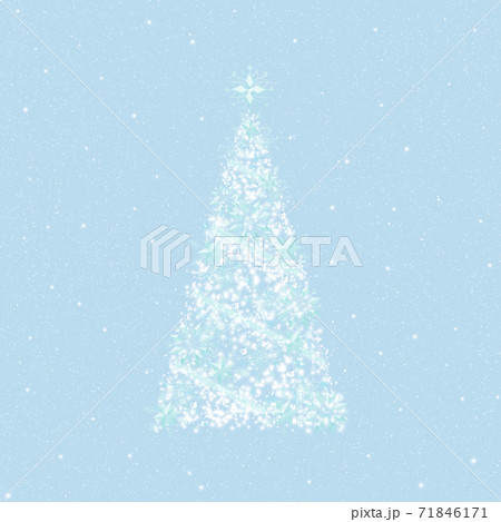 クリスマスツリー 雪の結晶・背景 ライトブルー 白ダスト クリスマスツリー 雪の結晶・背景 ライトブルー 白ダスト 71846171