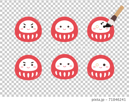 Cute Daruma Illustration Material Set 71846241