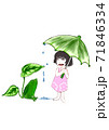 少女と雨宿りする蛙 71846334