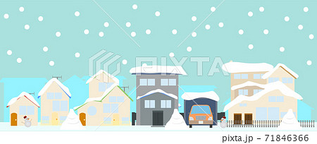 雪積もる街の大雪のイメージイラストのイラスト素材