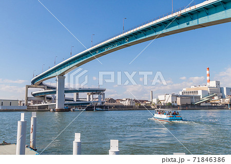 千本松渡船場(南津守側)と千本松大橋 千本松渡船場(南津守側)と千本松大橋 71846386