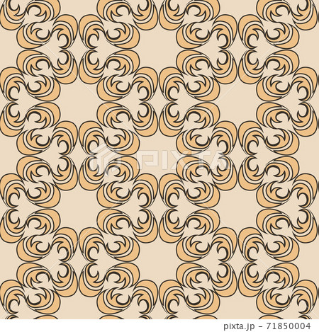 Seamless vector pattern of floral and abstract round shape orange color elements 71850004