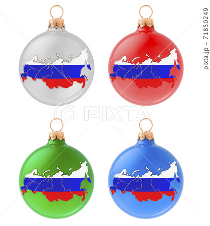 Christmas balls with Russian map, 3D rendering 71850249