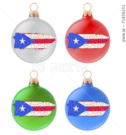 Christmas balls with Puerto Rican map, 3D rendering 71850251