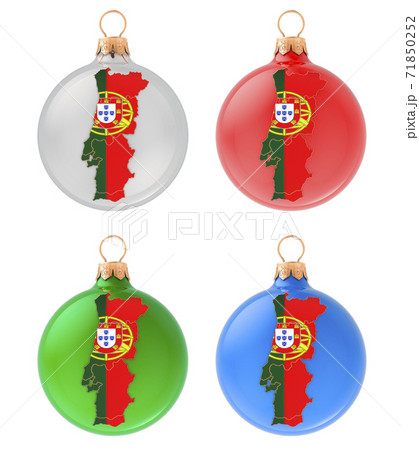 Christmas balls with Portuguese map, 3D rendering Christmas balls with Portuguese map, 3D rendering 71850252