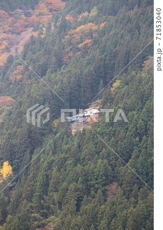 飯田線 金野駅付近から眺めるポツンと一軒家 71853040