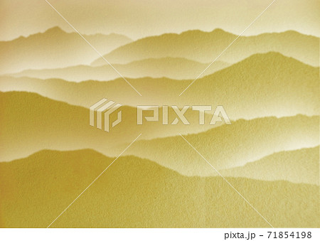 金色和紙による雲海漂う山並みの正月年賀背景イラスト横 縦ありますのイラスト素材