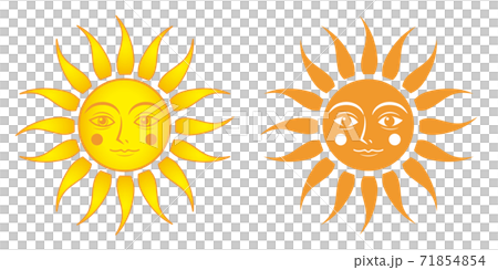 可愛い顔の太陽セットのイラスト素材