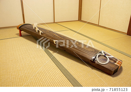 畳の上に置かれた和楽器・箏 畳の上に置かれた和楽器・箏 71855123