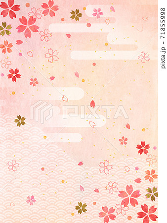 桜_水彩_ピンク和紙_縦型661 桜_水彩_ピンク和紙_縦型661 71855998