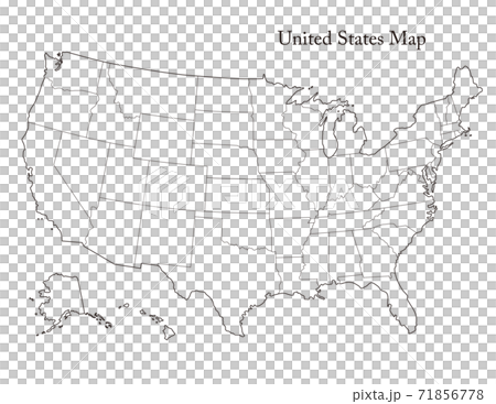 アメリカ合衆国州境界線付き白地図 71856778