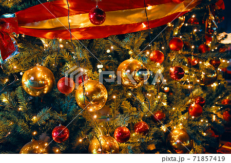 Christmas tree with decorations. Christmas tree with decorations. 71857419
