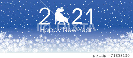 2021 Happy New Year card template. Design patern snowflakes white. 71858130