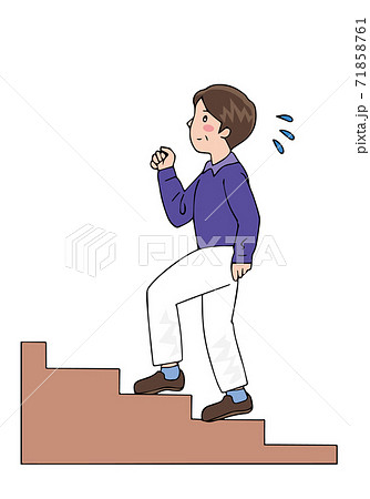 階段を上って運動をしている高齢者のイラスト素材