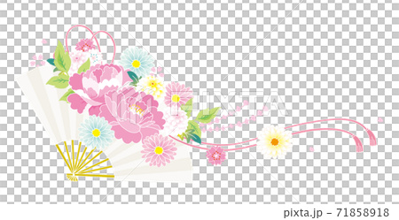 扇子と花束　カットイラスト 71858918