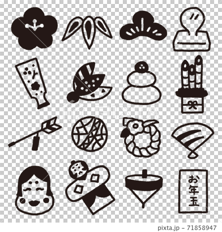 新年的簡單線條畫圖標 新年的簡單線條畫圖標 71858947