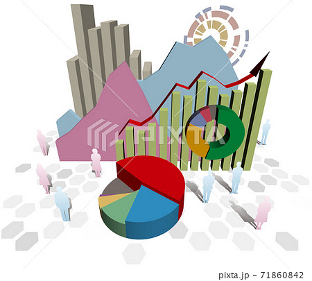国勢調査や統計などのグラフデータイメージ ベクターイラスト背景透明のイラスト素材