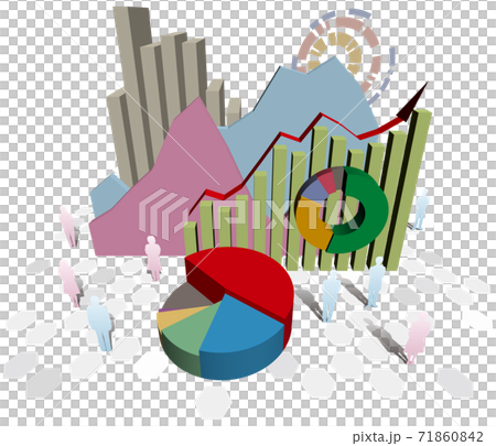 国勢調査や統計などのグラフデータイメージ　ベクターイラスト背景透明 71860842