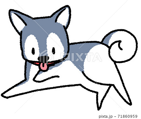 アレルギーもちのハスキー犬のイラスト素材