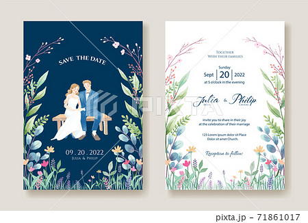 Floral Wedding Invitation Card 結婚式の招待状のイラスト素材