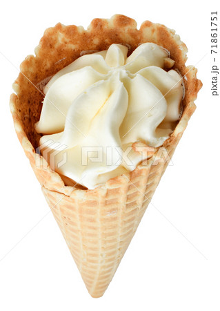 Ice cream in a waffle cone isolated Ice cream in a waffle cone isolated 71861751