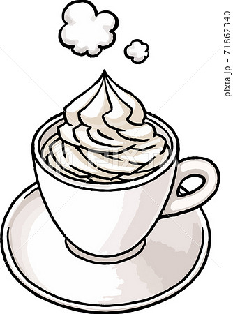 手描き飲み物ベクターイラスト ウインナーコーヒーのイラスト 湯気ありのイラスト素材