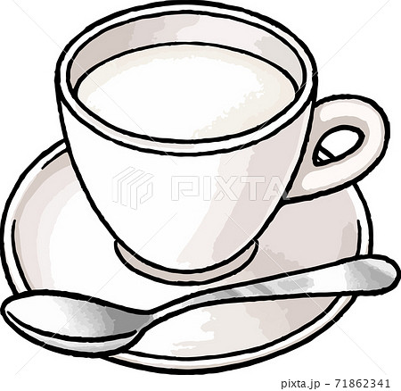 手描き飲み物ベクターイラスト ホットミルクのイラスト 湯気なしのイラスト素材