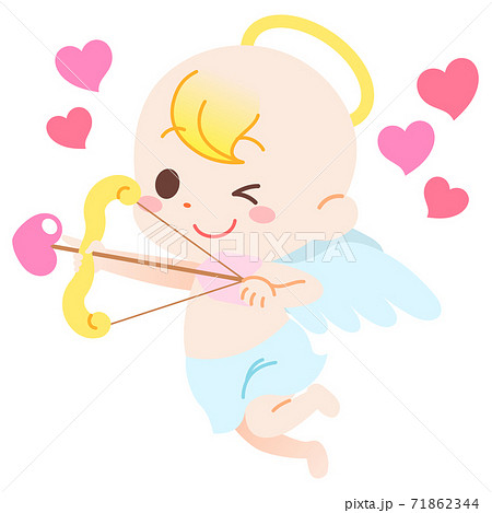 弓を引く恋のキューピッド 天使キャラクターのイラスト素材