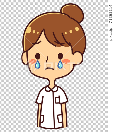 ナース 看護師 女性 上半身 泣く 悲しいのイラスト素材