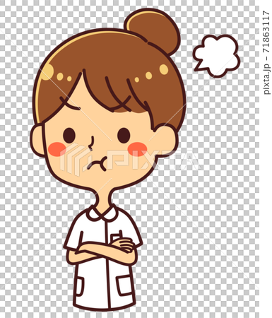 ナース 看護師 女性 上半身 怒る ぷんぷんのイラスト素材