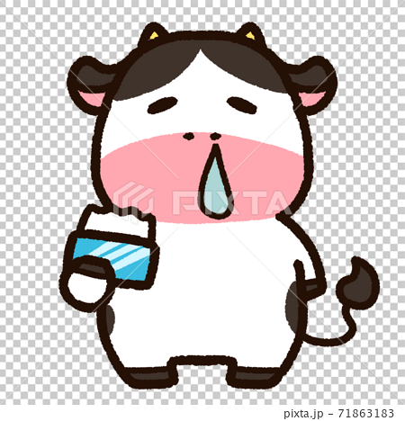 A cow character with a runny nose, black and white - Stock Illustration  [71863183] - PIXTA