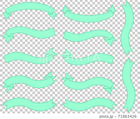 Blue-green ribbon decoration - Stock Illustration [71863426] - PIXTA