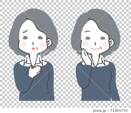 [Trouble / Solution] Before-after image illustration of middle-aged women 71865743