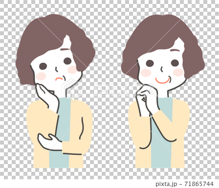 【困った・解決】中年女性のビフォーアフター イメージイラスト 71865744