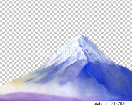 在早晨薄霧包裹的富士山的圖像。水彩插圖。白色背景 71870861