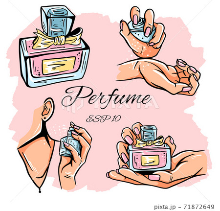 Set of perfume bottles vector illustration. - Stock Illustration