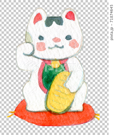 New Year's lucky charm watercolor illustration New Year's card material 71874645