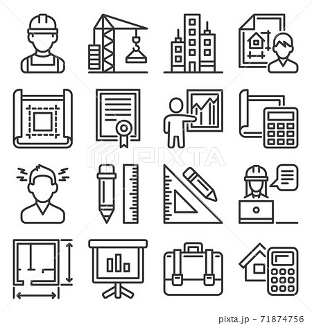 Architecture and Project Construction Icons Set. Vector 71874756