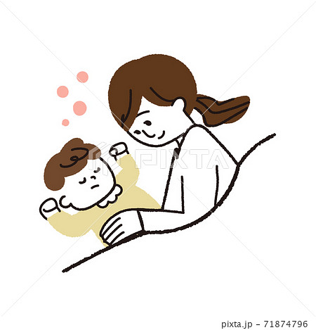 お母さんの赤ちゃんの寝かしつけのイラスト素材