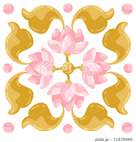 Ceramic tile pattern with lotus. Ceramic tile pattern with lotus. 71876966
