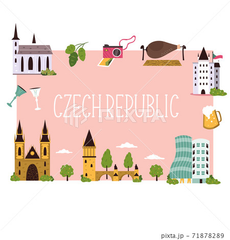 Abstract banner with famous symbols and landmarks of Czech Republic. 71878289