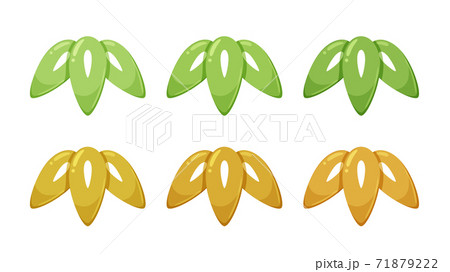 光沢のあるかわいい竹の葉のイラスト素材セットのイラスト素材