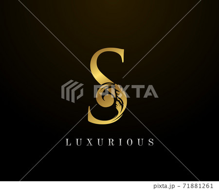 Gold Elegant letter S Logo. Graceful style. Calligraphic beautiful logo. Vintage drawn emblem for book design, brand name, business card, Restaurant, Boutique, Hotel. Vector illustration 71881261