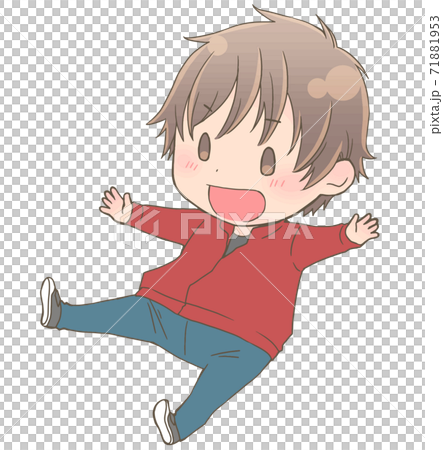 Boy jumping with a smile - Stock Illustration [71881953] - PIXTA
