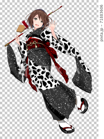 牛柄の振袖 71883606