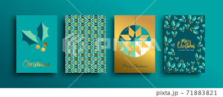 Christmas New Year gold holly pattern card set Christmas New Year gold holly pattern card set 71883821