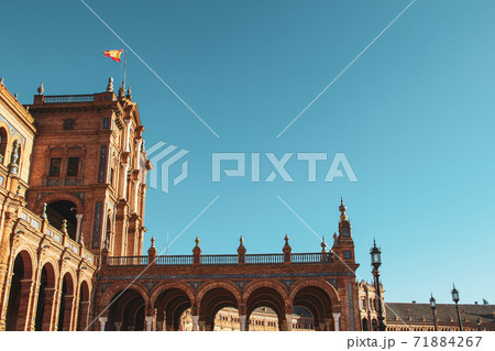 Plaza de Espana in Sevilla, colorful ancient spanish architecture in Sevilla, Andalusia in Spain 71884267