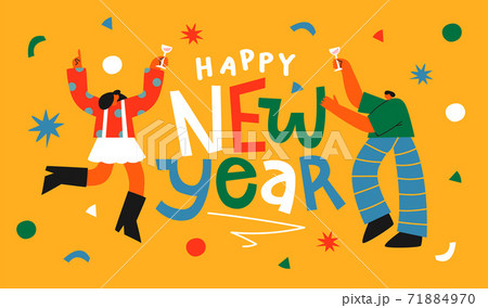 Happy New Year celebration toast party drink card Happy New Year celebration toast party drink card 71884970